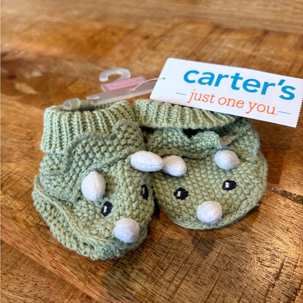 Carter's Sage Dinosaur Baby Booties